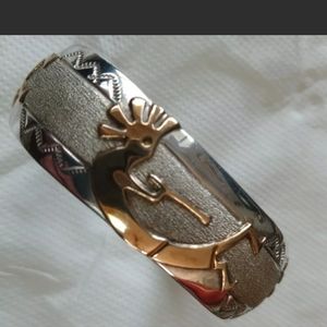 🌟 Collectable Hopi Kokopelli Cuff Sterling and Brass